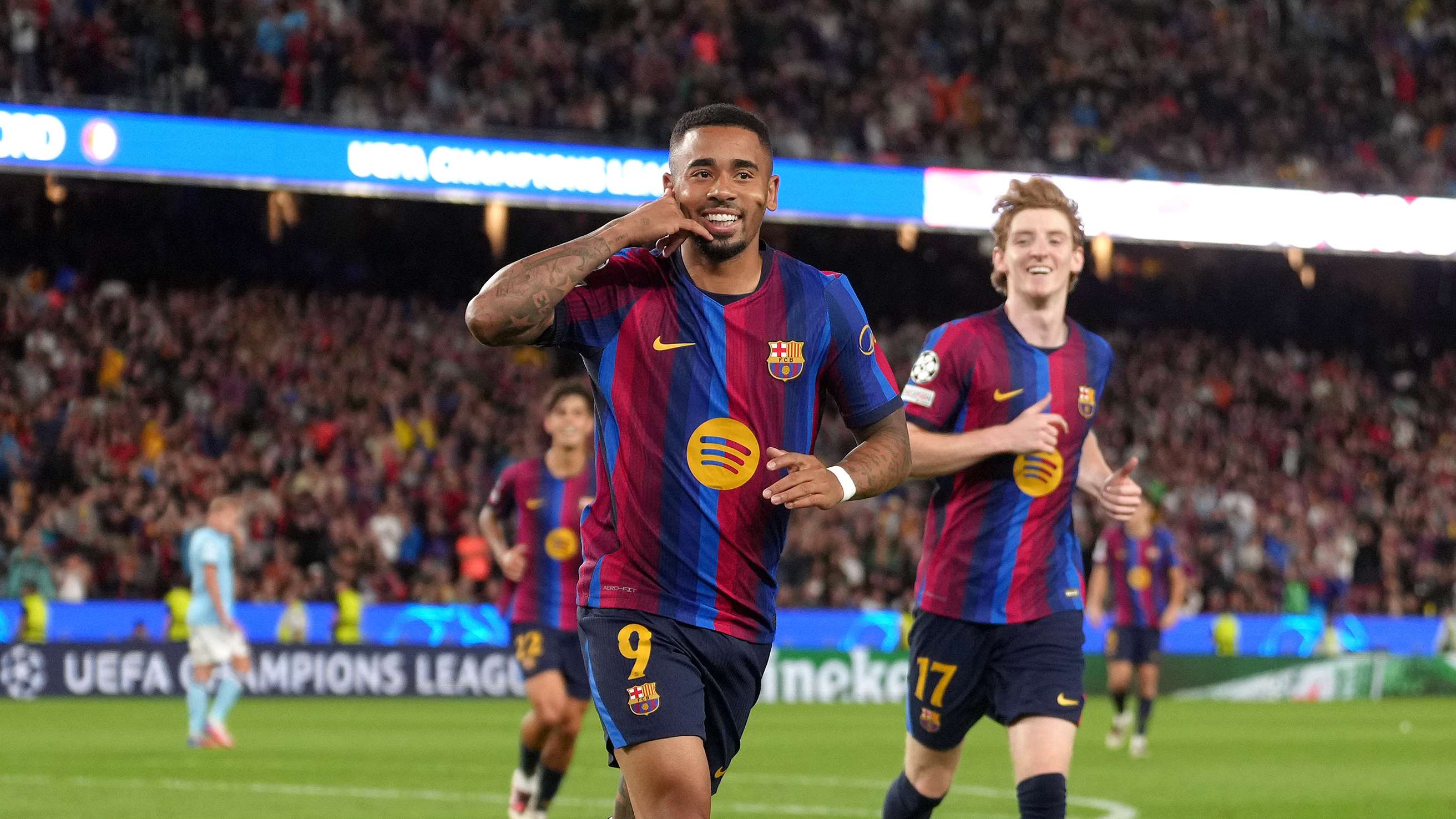 Gabriel Jesus Scores on Barcelona Debut in 5-1 Feyenoord Rout