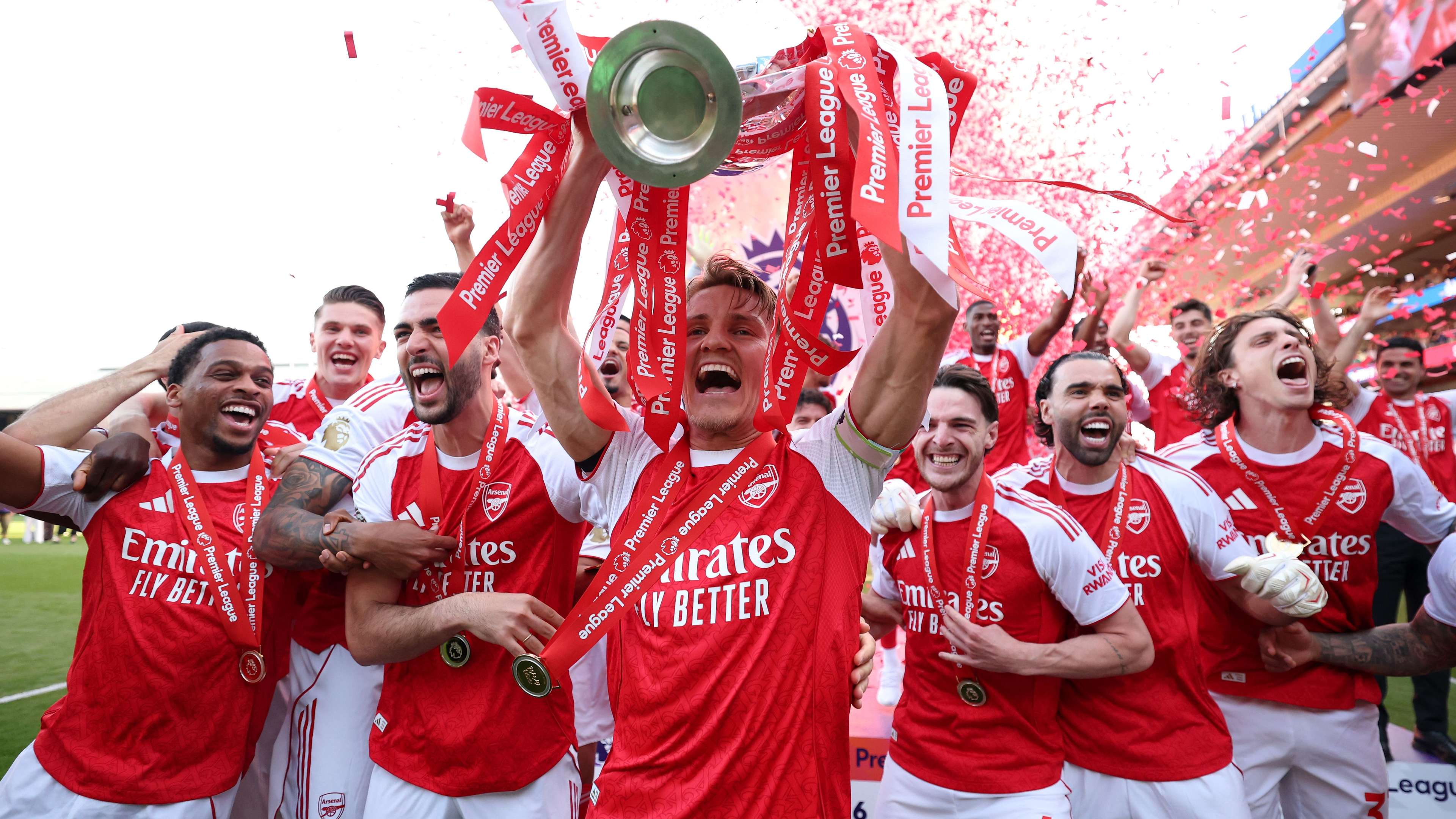 Odegaard Lifts Premier League Trophy as Arsenal Win First