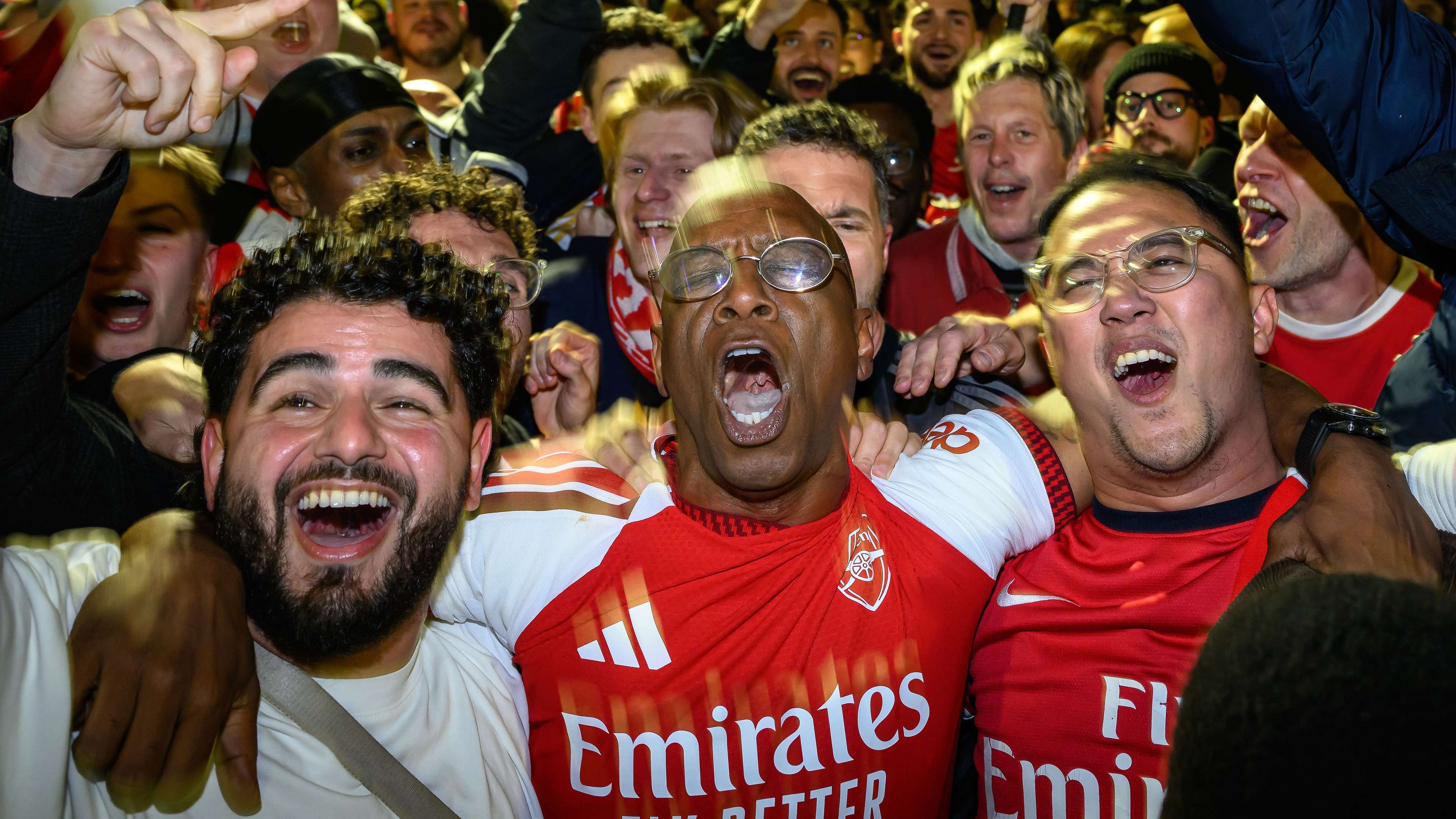 Ian Wright Celebrates Arsenal's Premier League Title Win at